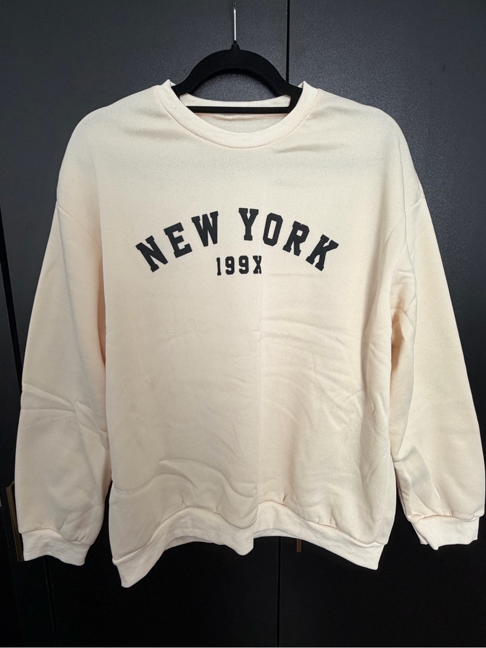 Cream Crewneck Sweatshirt with New York 199X Graphic - Women's Sweater